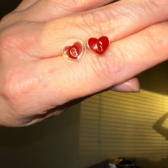 Red heart earrings by Guess - Picture 2 of 3